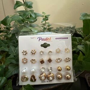 Gold and Silver Earring Set 12 Pairs